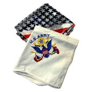 Lot of 2 Vintage Americana Patriotic USA Army Scarves